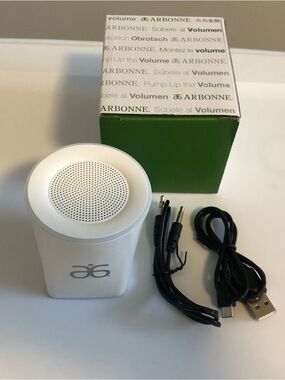 Arbonne White Portable Bluetooth Speaker with Cables